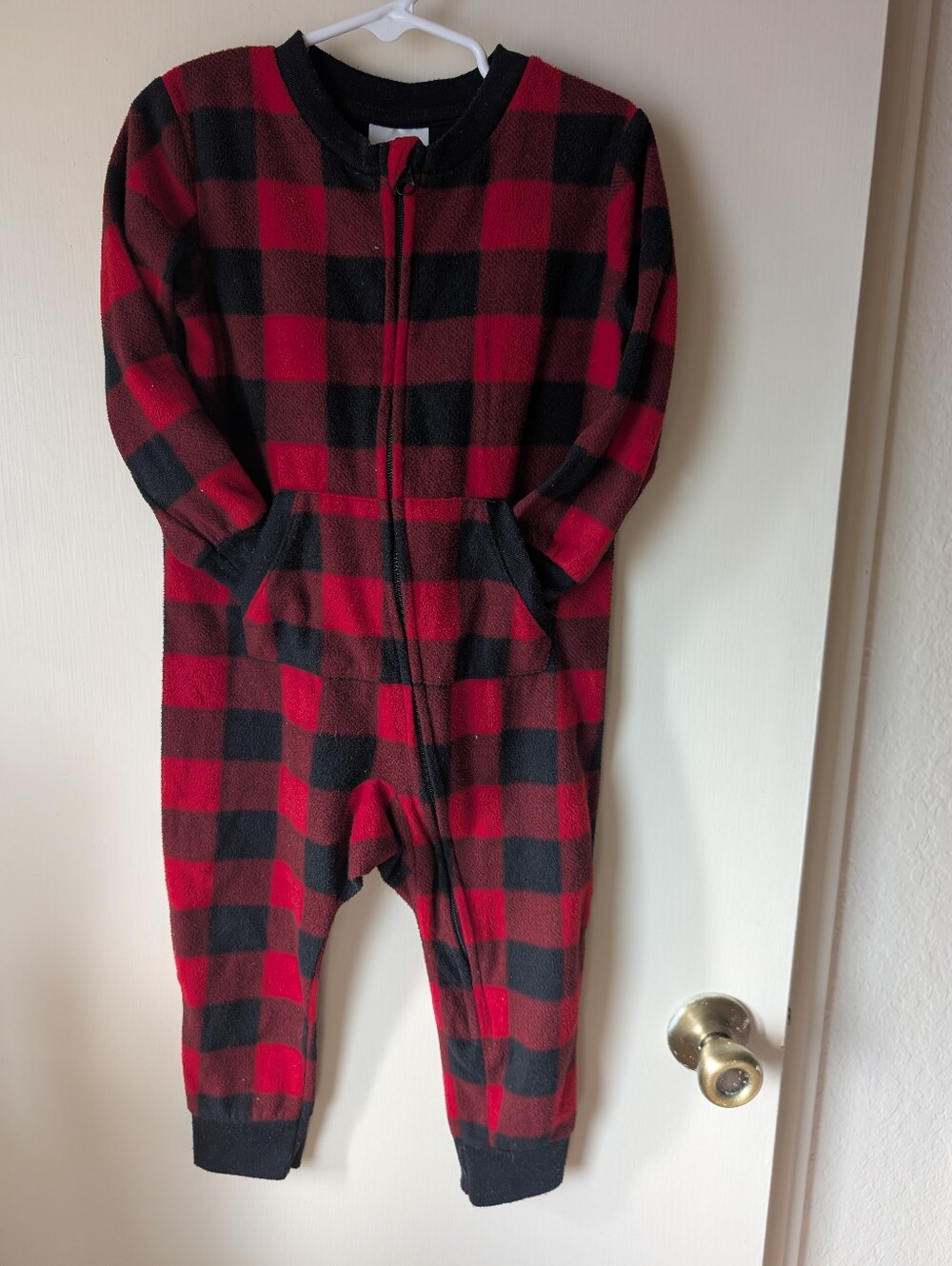 Kids 2t-Red and Black Buffalo Plaid One-Piece Pajama Onesie